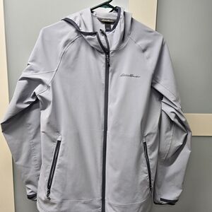Eddie Bauer Women's Lt Gray Soft Shell Hoodie - L